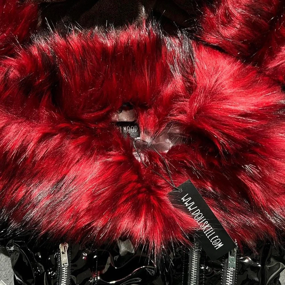 BRAND NEW y2k fur trim leather jacket - Picture 3 of 3
